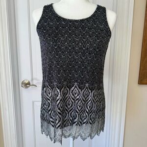 EUC! Mystree size small, Black and Shimmery Silver, Stretch Blouse/Tank